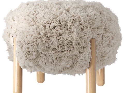  蓬松羊皮靠垫3d模型 