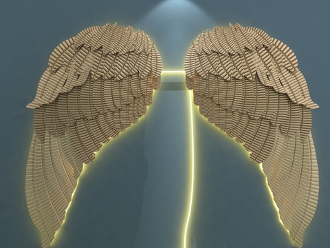  现代金属翅膀3d模型 