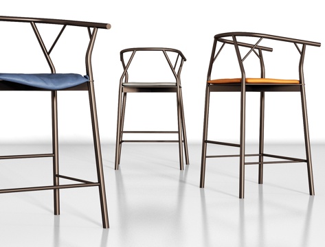  现代金属皮革吧椅组合3d模型 