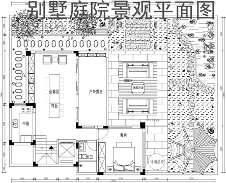 别墅庭院景观平面图cad施工图