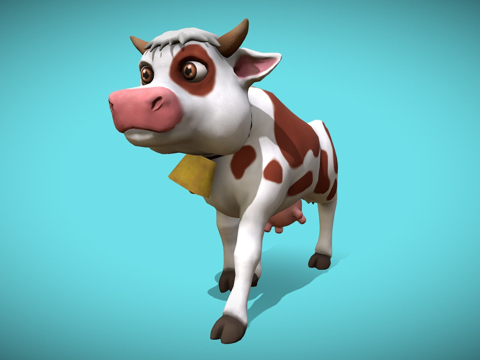  卡通奶牛3d模型 
