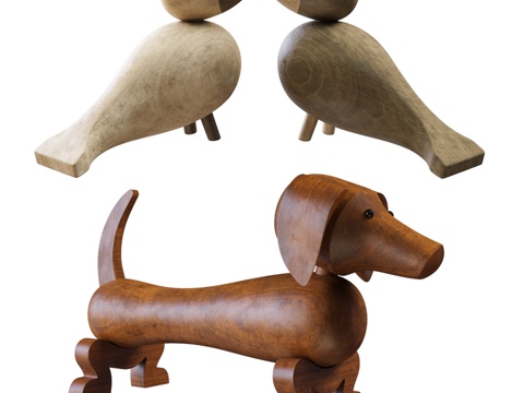  凯·博耶森PBR鸟与狗雕塑3d模型 