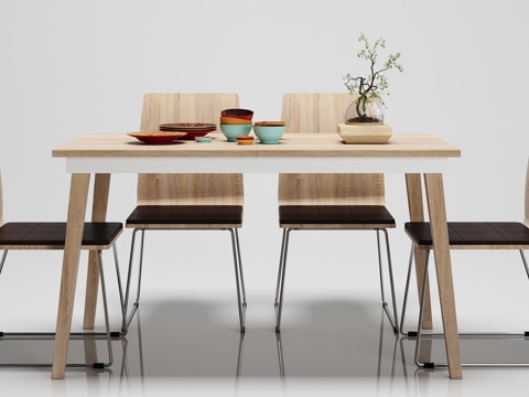  北欧餐桌椅子摆件组合3d模型 