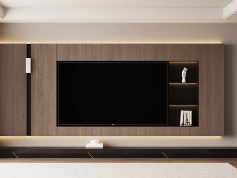  现代意式电视背景墙3d模型 