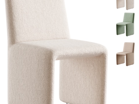  Prato浅米色布艺椅3d模型 