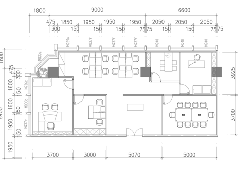 最新办公室平面施工图cad施工图