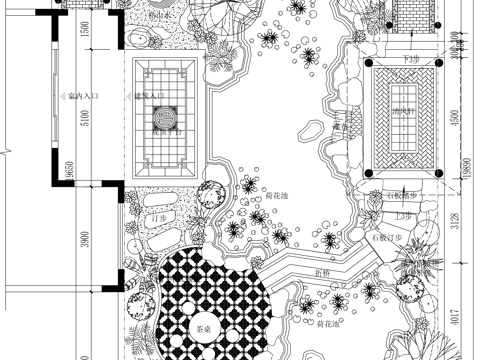 别墅庭院景观平面图cad施工图