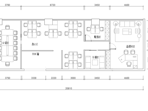 最新办公室平面施工图cad施工图