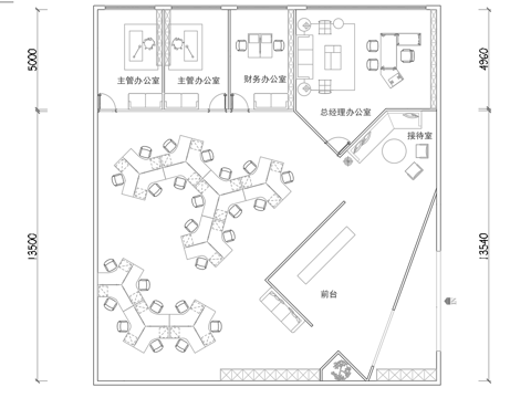 最新办公室平面施工图cad施工图
