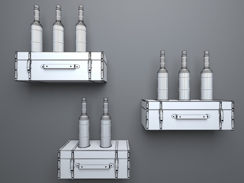 皮箱墙饰酒瓶装饰灯3d模型 