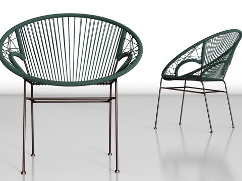  现代金属藤椅组合3d模型 