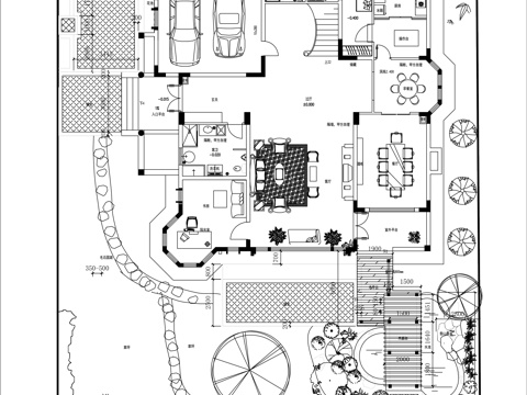 别墅庭院景观绿化方案cad施工图