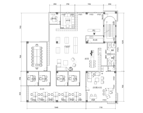 最新办公室平面施工图cad施工图