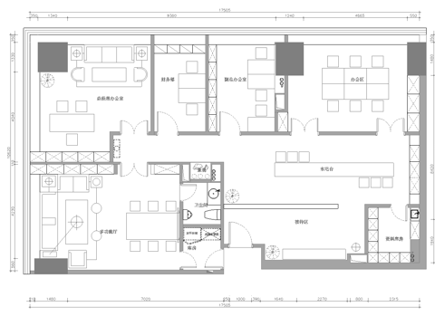 最新办公室平面施工图cad施工图
