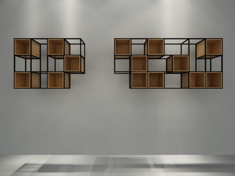  北欧壁挂书架3d模型 