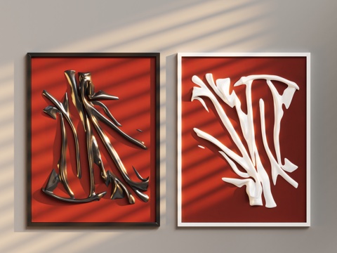 现代金属挂件画su模型