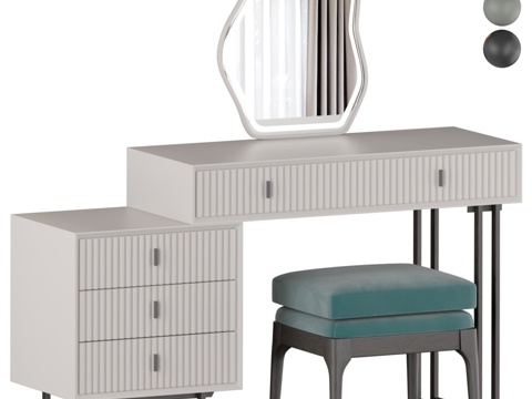  现代化妆台带LED照明镜3d模型 