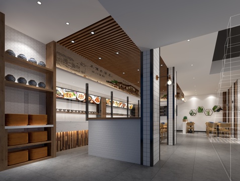  传统中式餐厅3d模型 