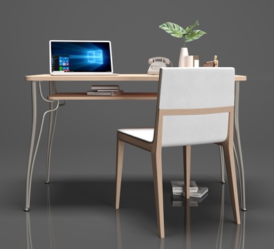  现代书桌椅子摆件组合3d模型 
