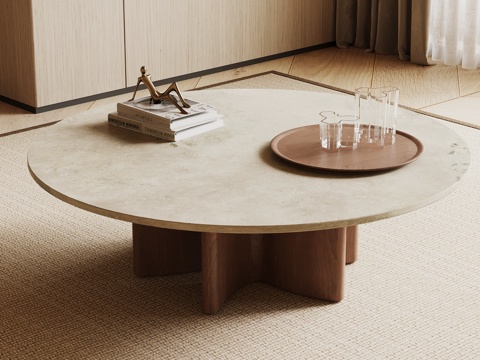  侘寂中古风茶几3d模型 