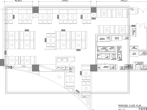 最新烧烤店平面施工图cad施工图