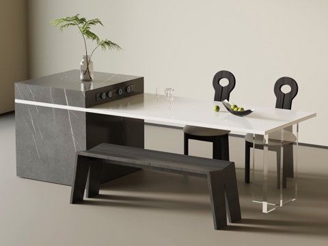  现代意式岛台 餐桌椅3d模型 