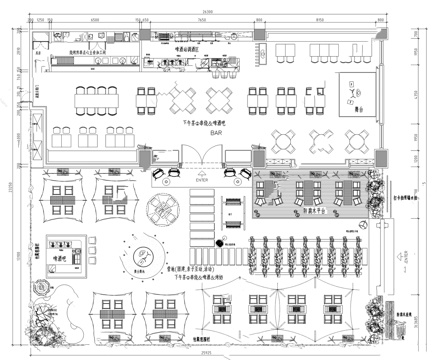 烧烤店 最新平面施工图合集cad施工图