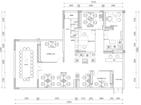 最新办公室平面施工图cad施工图