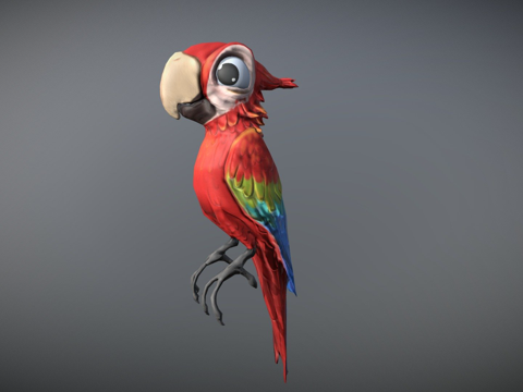  风格化鹦鹉3d模型 