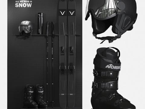  滑雪装备3d模型 