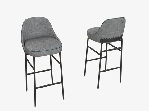  现代布艺餐厅吧椅3d模型 