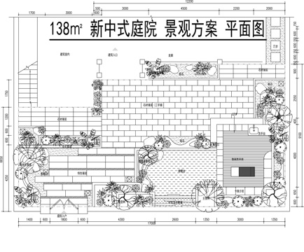 别墅庭院景观平面图cad施工图
