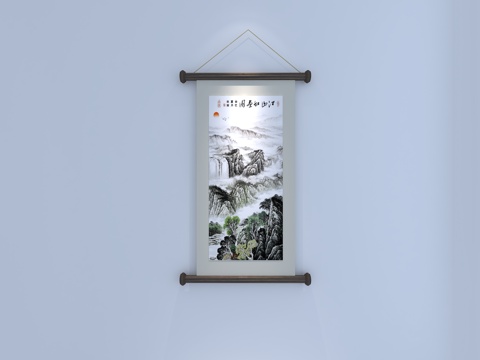  中国古典挂画 传统挂画 山水画3d模型 