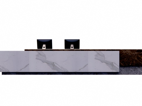 酒店前台 办公空间 展厅 大厅 电脑 办公 前台su模型