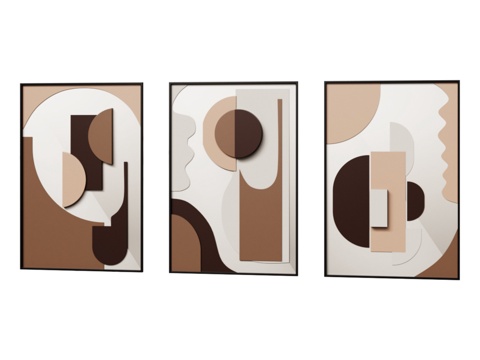  客厅抽象现代壁画装饰3d模型 