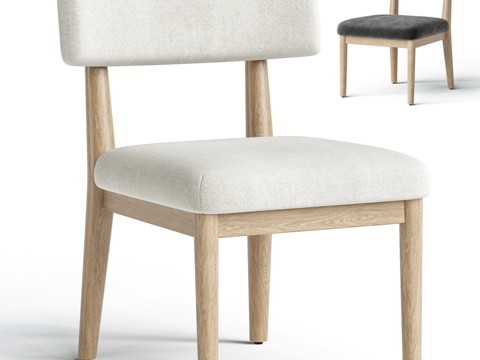  卡德尔餐椅，天然本色款3d模型 