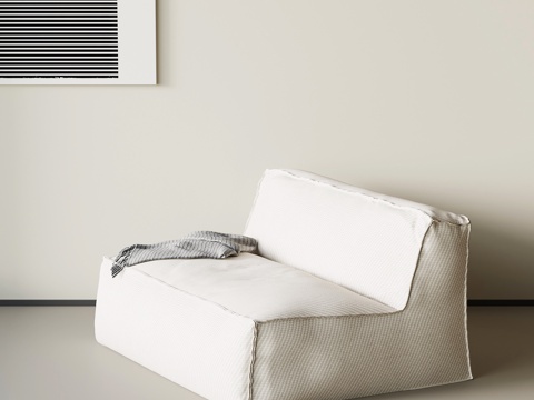 现代奶油风懒人沙发 单人沙发su模型