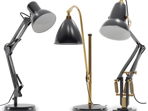  4件式书桌台灯套装3d模型 