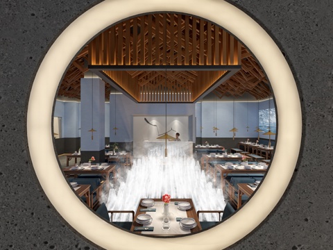  禅意中式中餐厅3d模型 