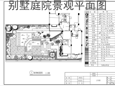 别墅庭院景观平面图cad施工图