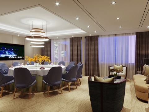  新中式酒店包房3d模型 