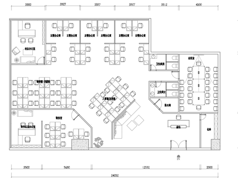 最新办公室平面施工图cad施工图