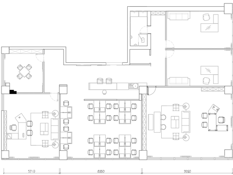 最新办公室平面施工图cad施工图