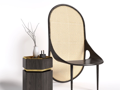  新中式椅子边几组合3d模型 