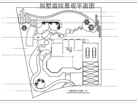 别墅庭院景观绿化方案cad施工图