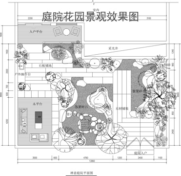 别墅庭院景观平面图cad施工图