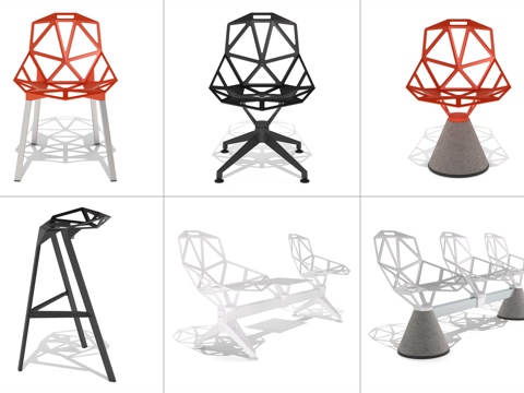  现代北欧椅子组合3d模型 