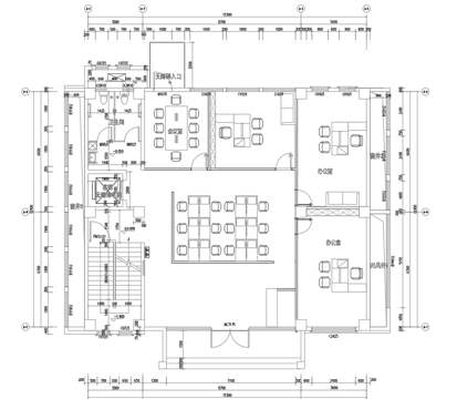 最新办公室平面施工图cad施工图
