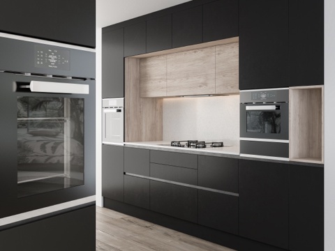  现代厨房黑色系列3d模型 