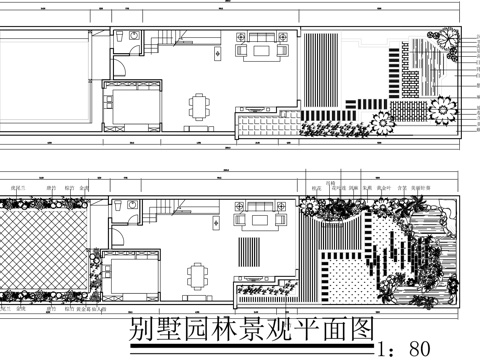 别墅庭院景观平面图cad施工图